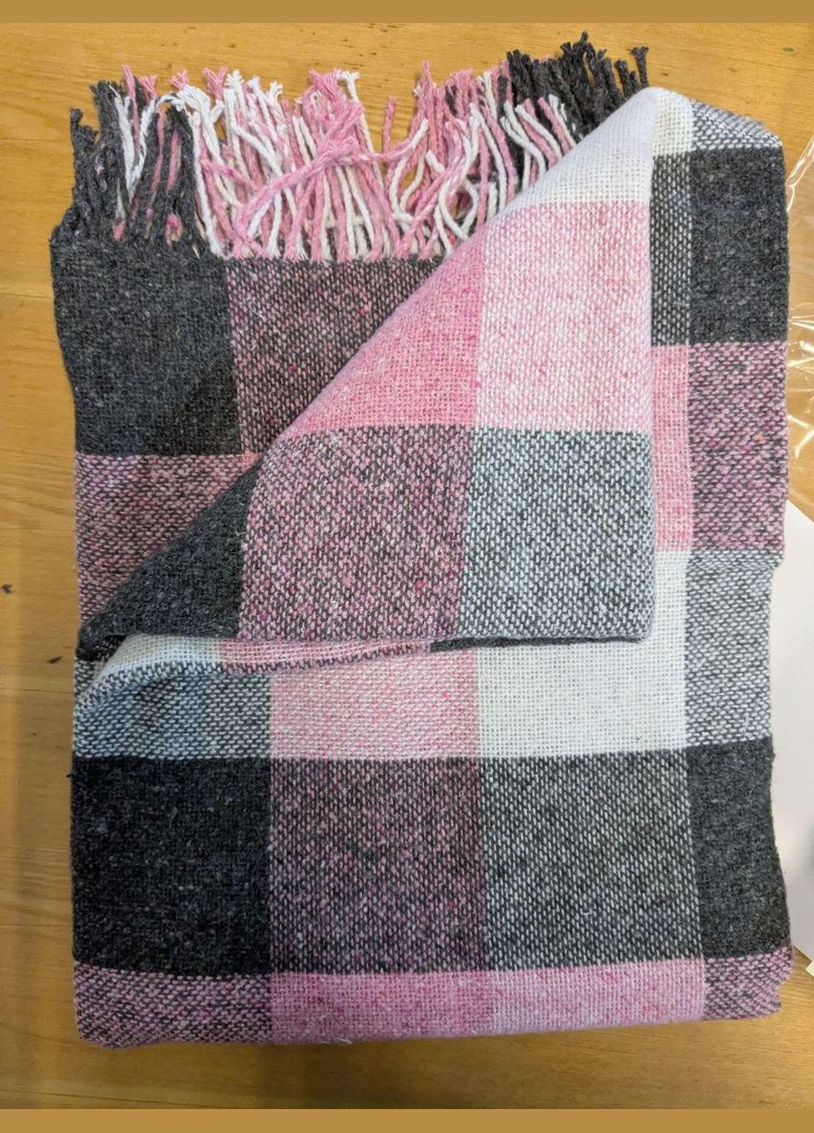 Плед вовняний Палермо №8 Pictor біло-рожево-світ.антрацит 140*200 полуторний Vladi (326487401)