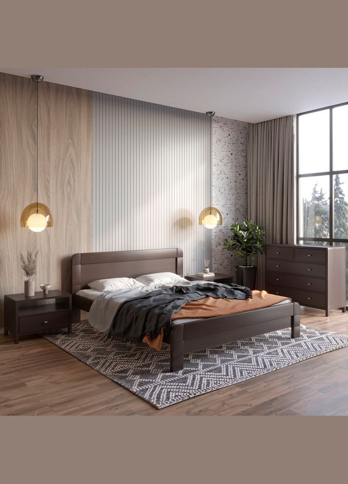 Двуспальная деревянная кровать Тоскана Венге 160х200 см (MBG-3659) Mebigrand (366027840)