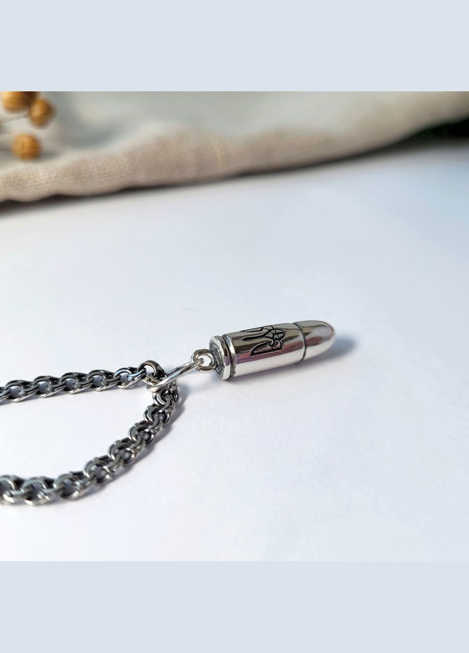 Срібна підвіска кулон без каменів Патрон з Тризубом срібло 925 проби Чорнене 89096 2.47г No Brand (307289188)