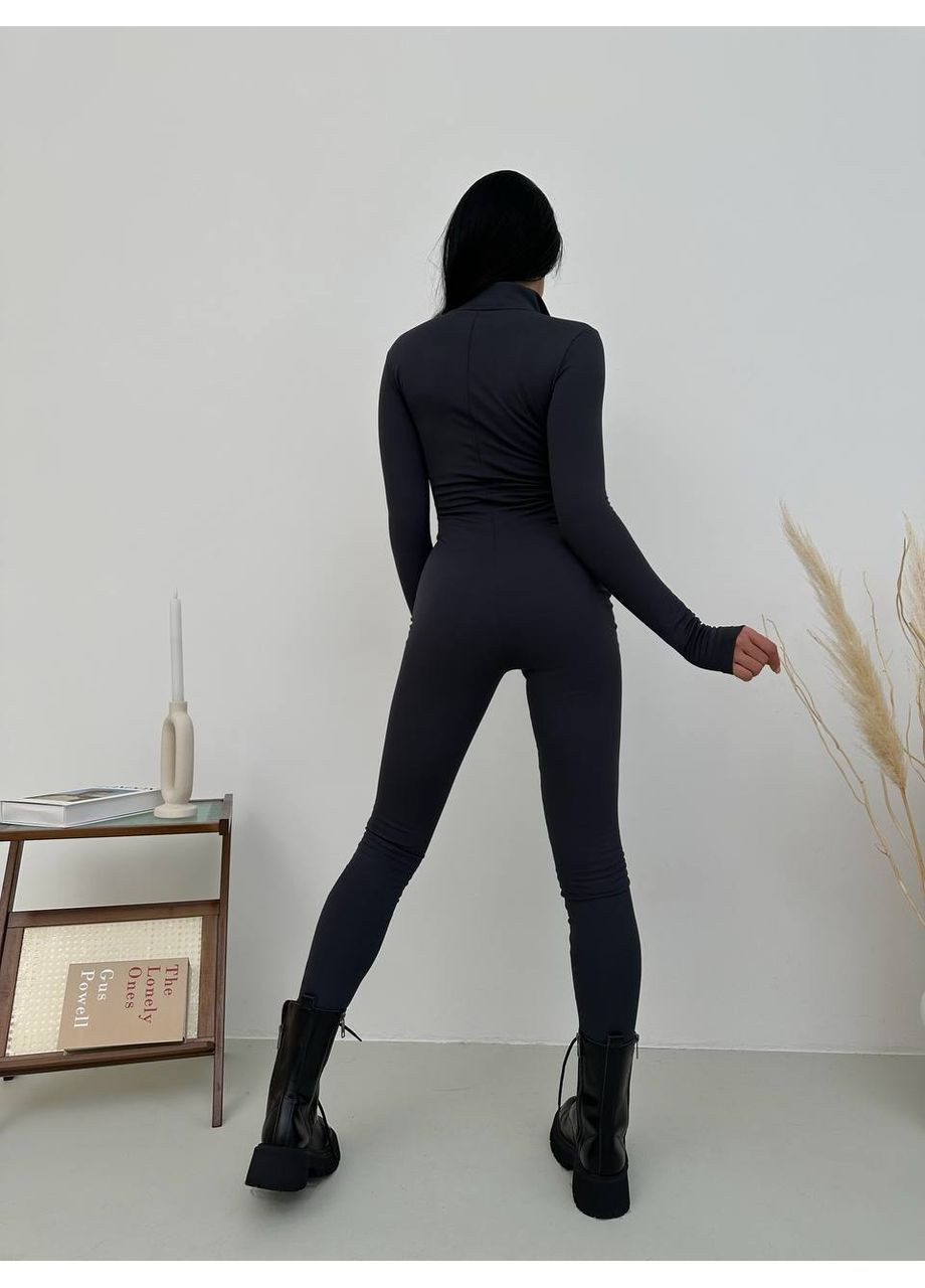 Комбінезон жіночий KaraMix комбінезон-брюки однотонний графітовий повсякденний