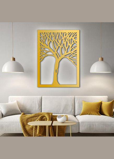 Панно 3D декоративное с объемом 15 мм для стен, Дерево золотое Декоинт (278287551)