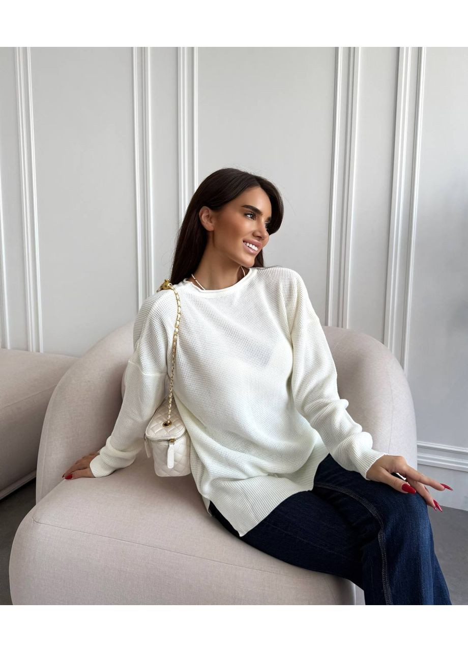 Молочний демісезонний светр 100% акрил туреччина — заміри в описі DK/DL Мода без кордонів