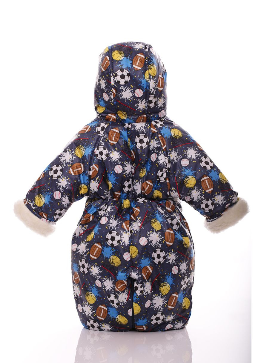 Комбінезон для хлопчика Трансформер на хутрі з принтом футбольних м'ячів сірий 86 см (35456) BABYKROHA (297199646)