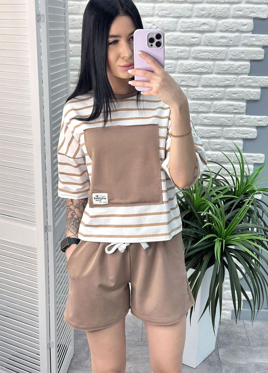 Легкий спортивный костюм в полоску Fashion Girl (300775500)