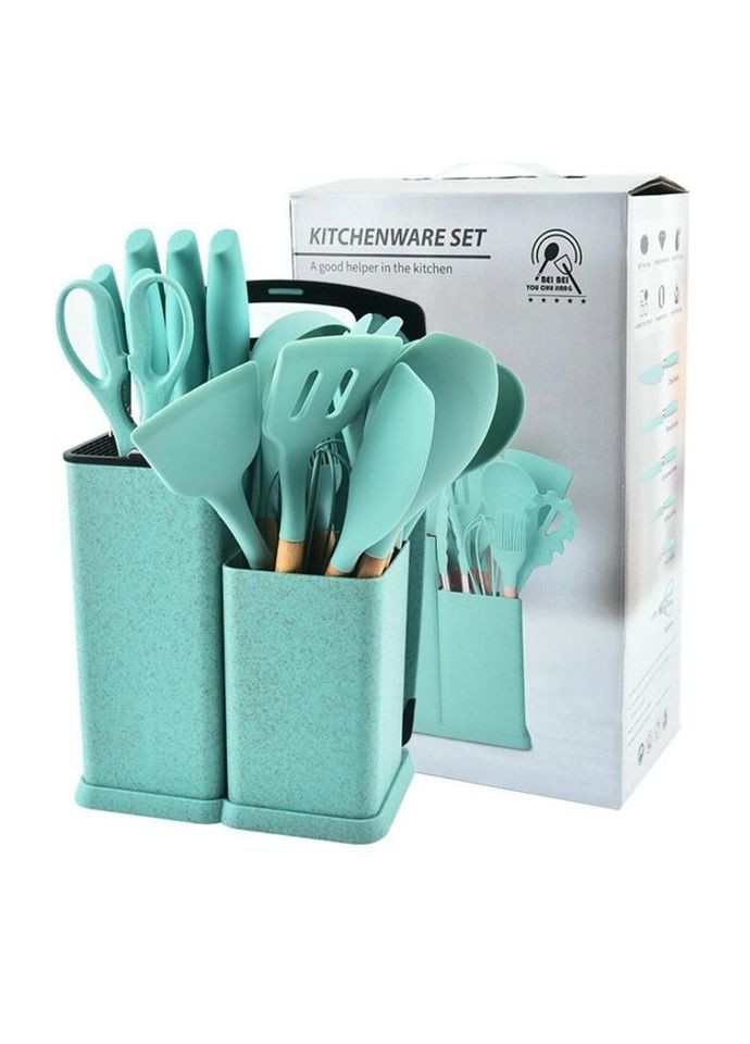Набор кухонных принадлежностей 18487 19 предметов бирюзовый No Brand (322124435)