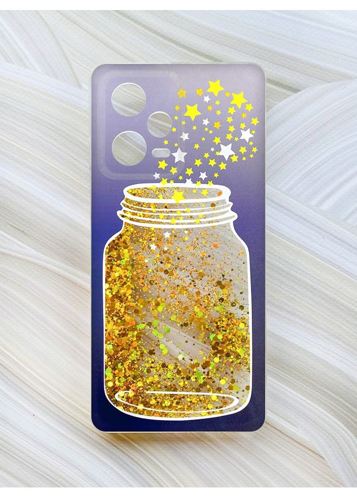 Чехол с плавающими блестками на Xiaomi Redmi Note 12 Pro Plus Золотой:: Банка со звёздами (принт 366) Creative (360703299)