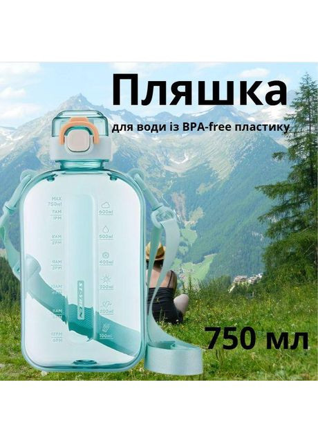 Пляшка SPORT для води із BPA-free пластику 750 мл. Бірюзова No Brand (296101821)