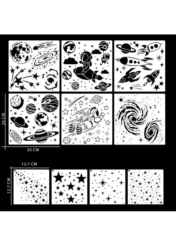 Набір трафаретів (10 шт.), альбом для малювання, фломастери (12 шт.), книжка з наклейками (45 штук), сумкою No Brand (366304398)