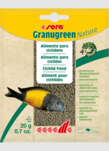 Корм Sera Nature Granugreen для травоїдних цихлід у гранулах 20 гр Tetra (278369050)