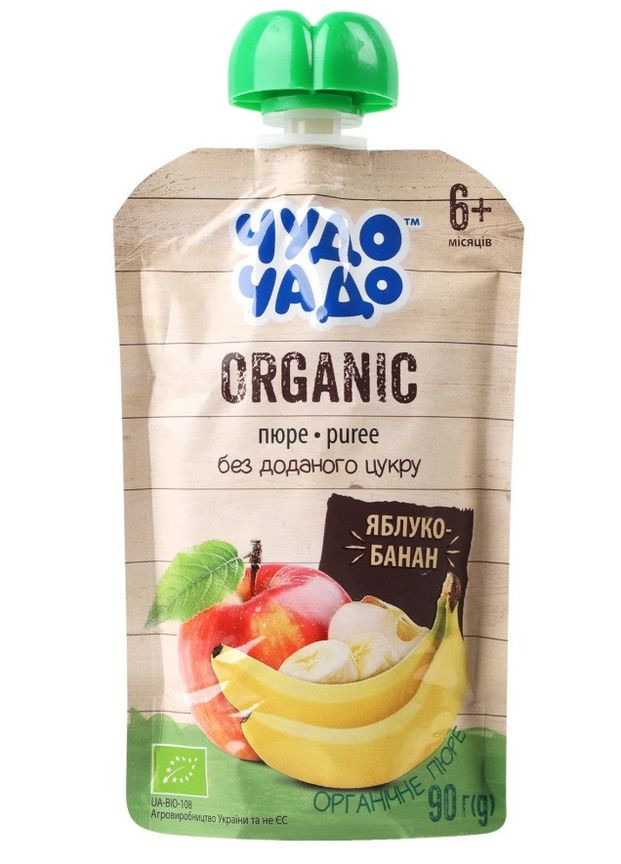 Пюре Яблуко-Банан органічне 90г Чудо-чадо (369544272)