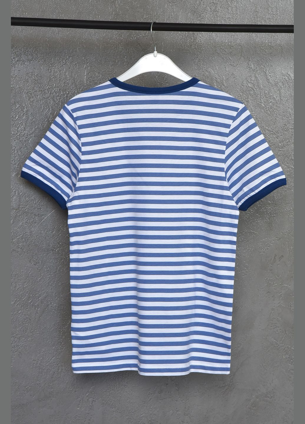Синя літня футболка дитяча для хлопчика синьо-білого кольору Let's Shop