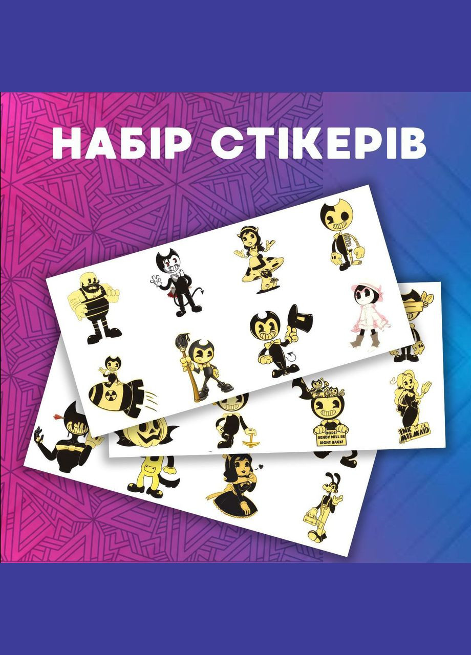 Стикеры Бенди и Чернильная машина Bendy and the Ink Machine стикерпак наклейки набор наклейок 48 шт Shantou (329189956)