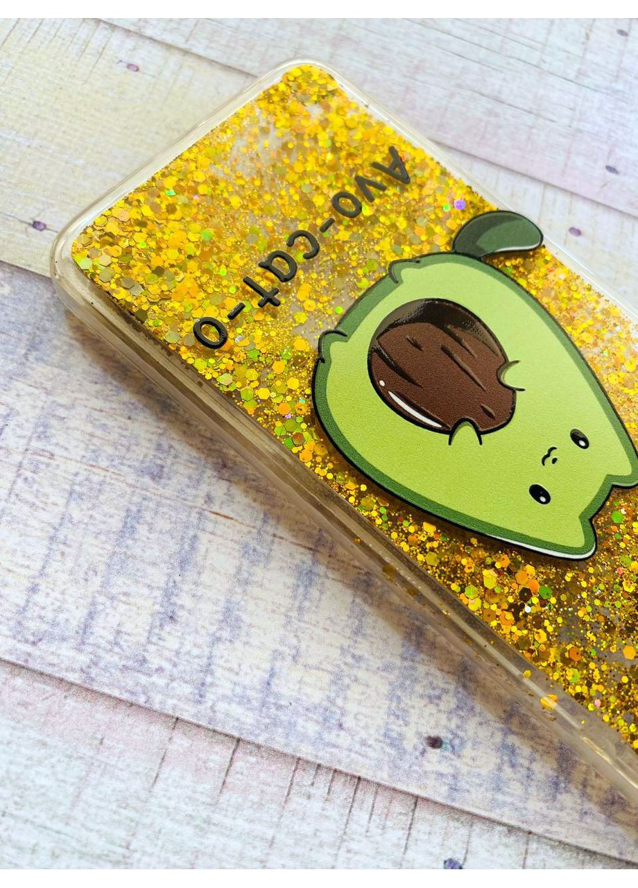 Чехол с плавающими блестками на Samsung Galaxy A25 (A256) Золотой Котик Авокадо (принт 306) CASE CONTROL (360682475)