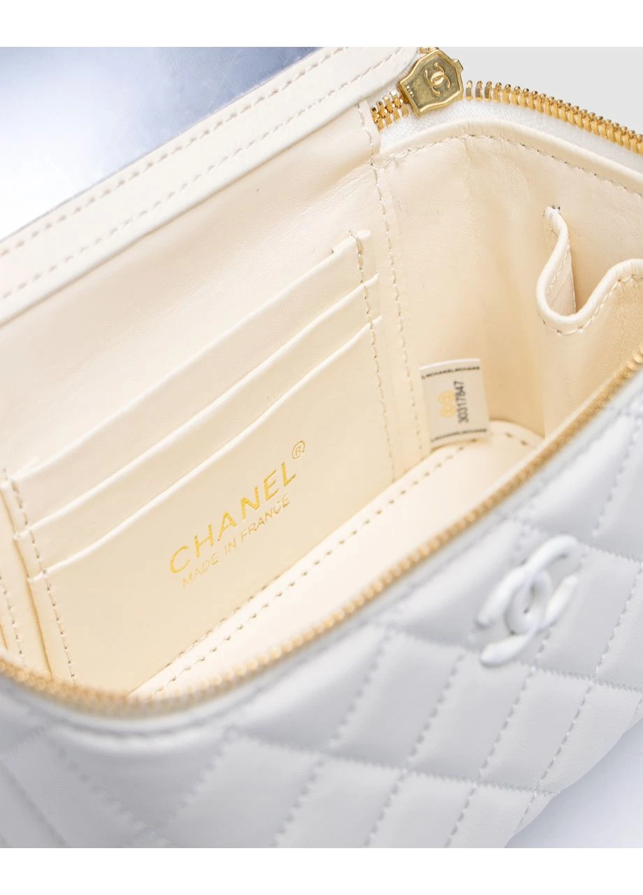 Сумка CHANEL Classic White Lambskin Pearl Crush Vanity Bag White Шанель No Brand (377510322)