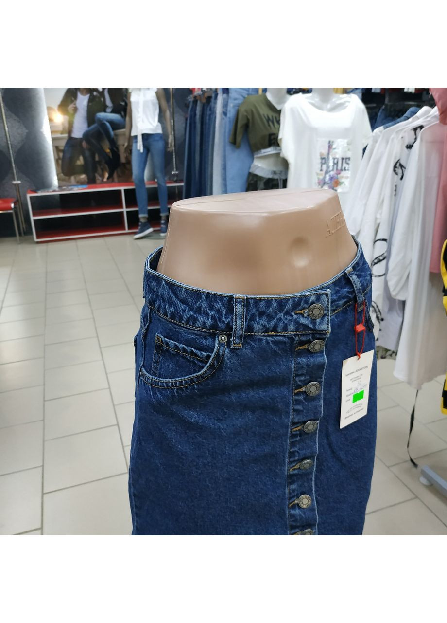 Синяя кэжуал юбка джинсовая короткая на пуговицах котон 34 синяя Zeo Basic