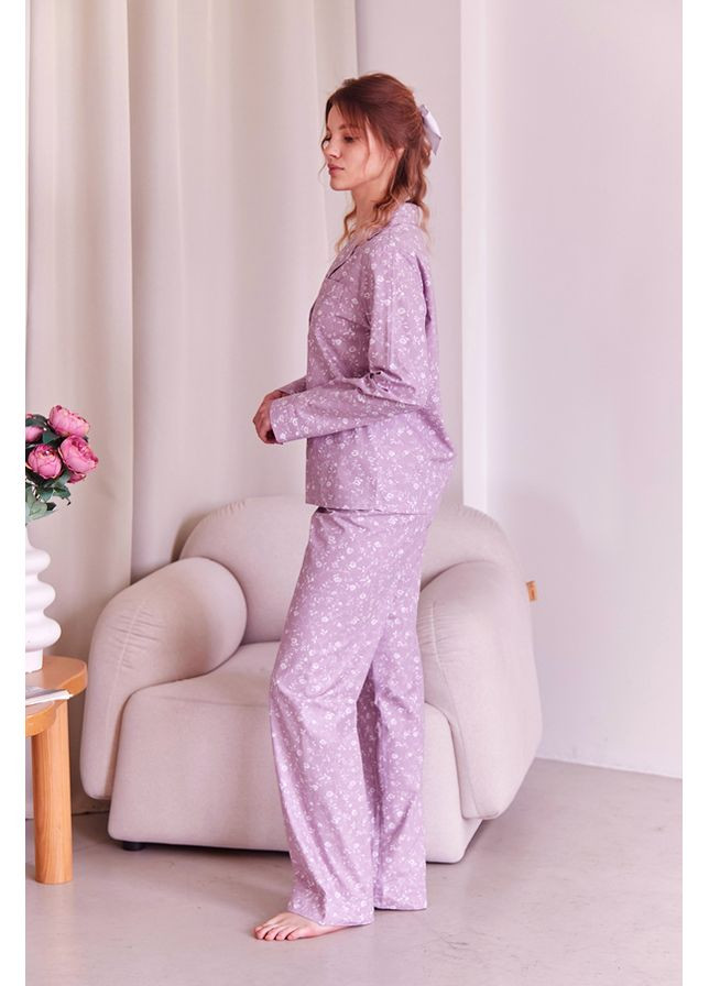 Рожева всесезон піжамний бавовняний костюм з брюками beatrice Forly