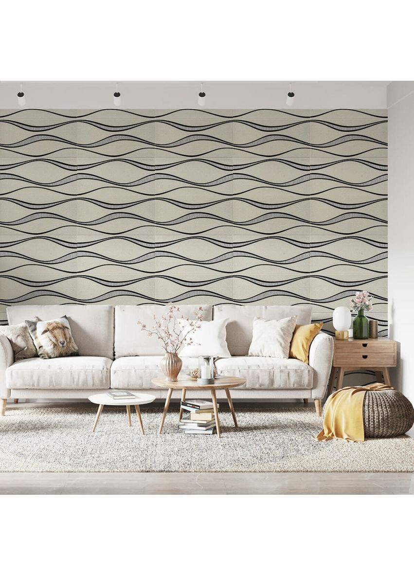 Самоклеюча 3D панель 700x700x5мм Білі хвилі (195) SW-00000767 Sticker Wall (362115343)