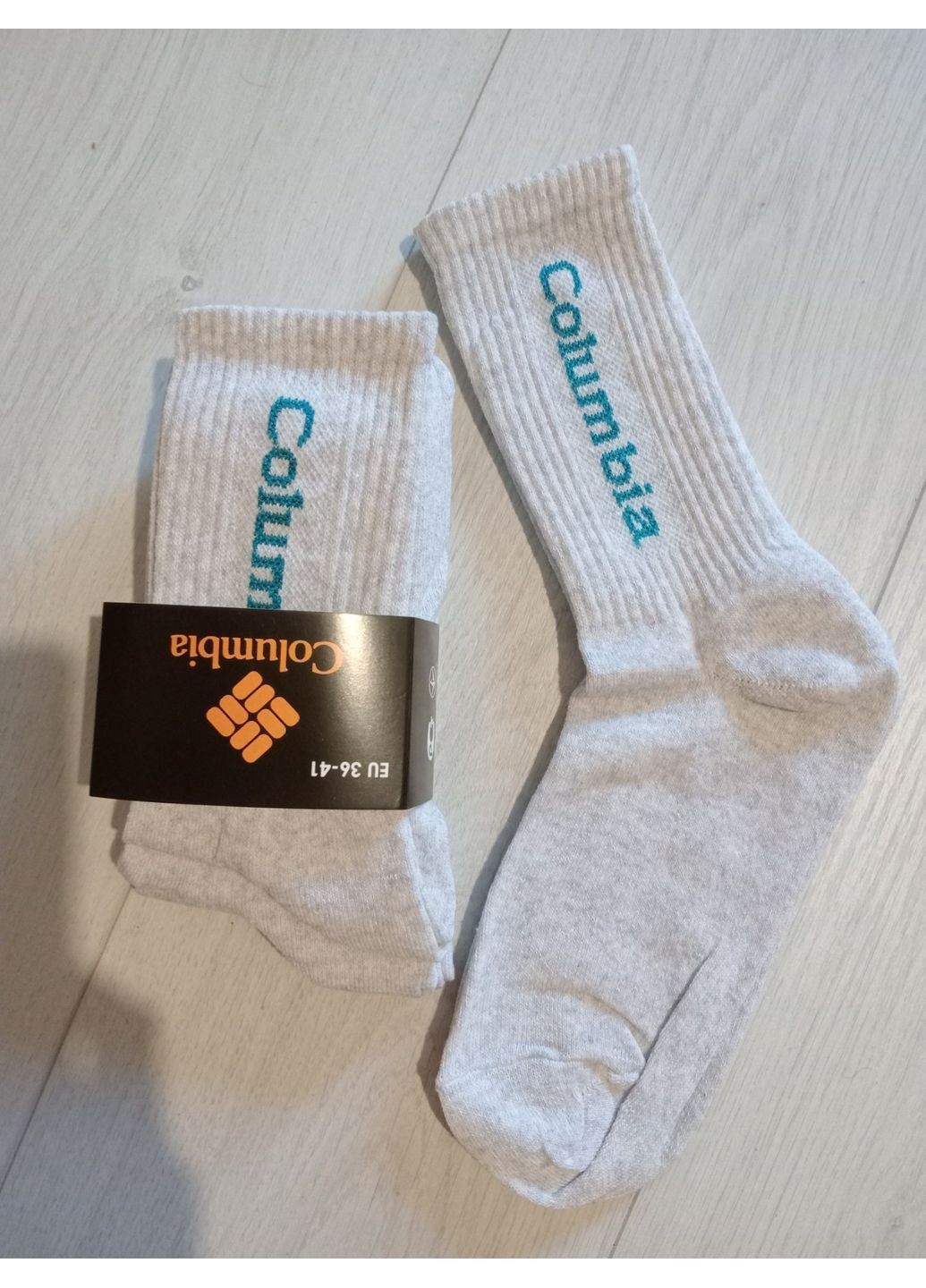Светло-серые женские и подростковые носки с высокой резинкой (365783577)