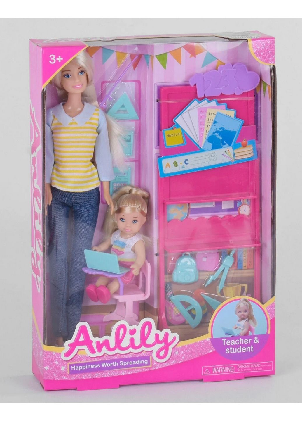 Лялька "Учитель", дитина, меблі, аксесуари, в коробці 7х3х28 см AnLily (289464470)