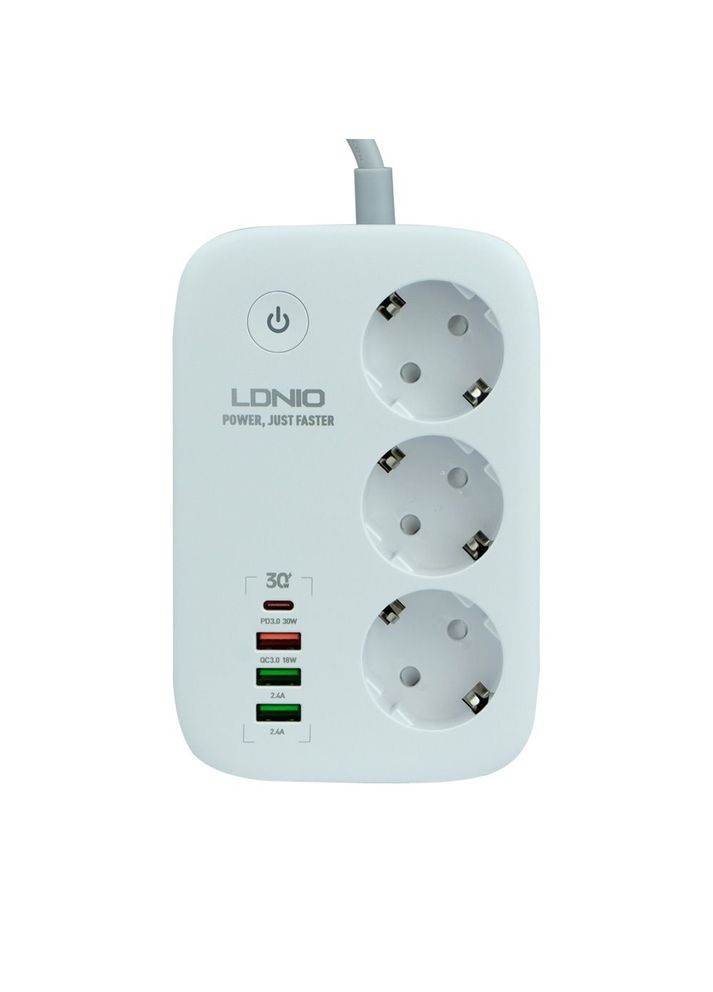 Мережевий Подовжувач SEW3452 3 ports / PD / 3USB/ 1 QC 3.0 / 1 Type-C / WiFi Колір White Ldnio (337995424)