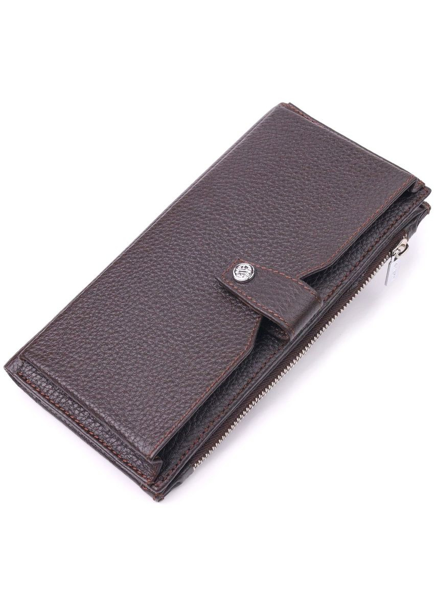Чоловіче вертикальне портмоне з натуральної шкіри 21421 Коричневий Karya (329148941)