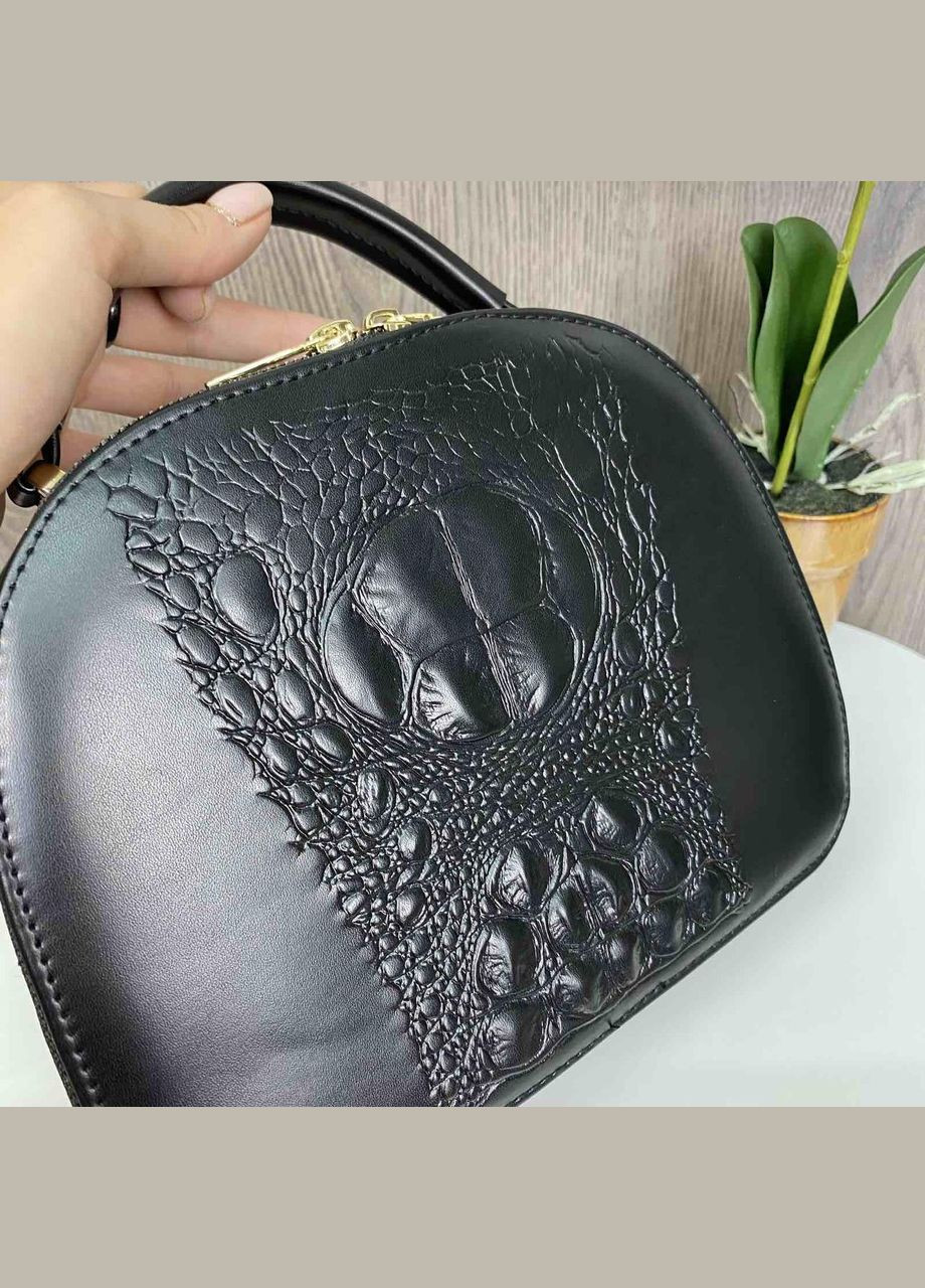 Жіноча міні сумочка клатч під рептилію з плечовим ременем чорна (sku_953) No Brand (330576342)