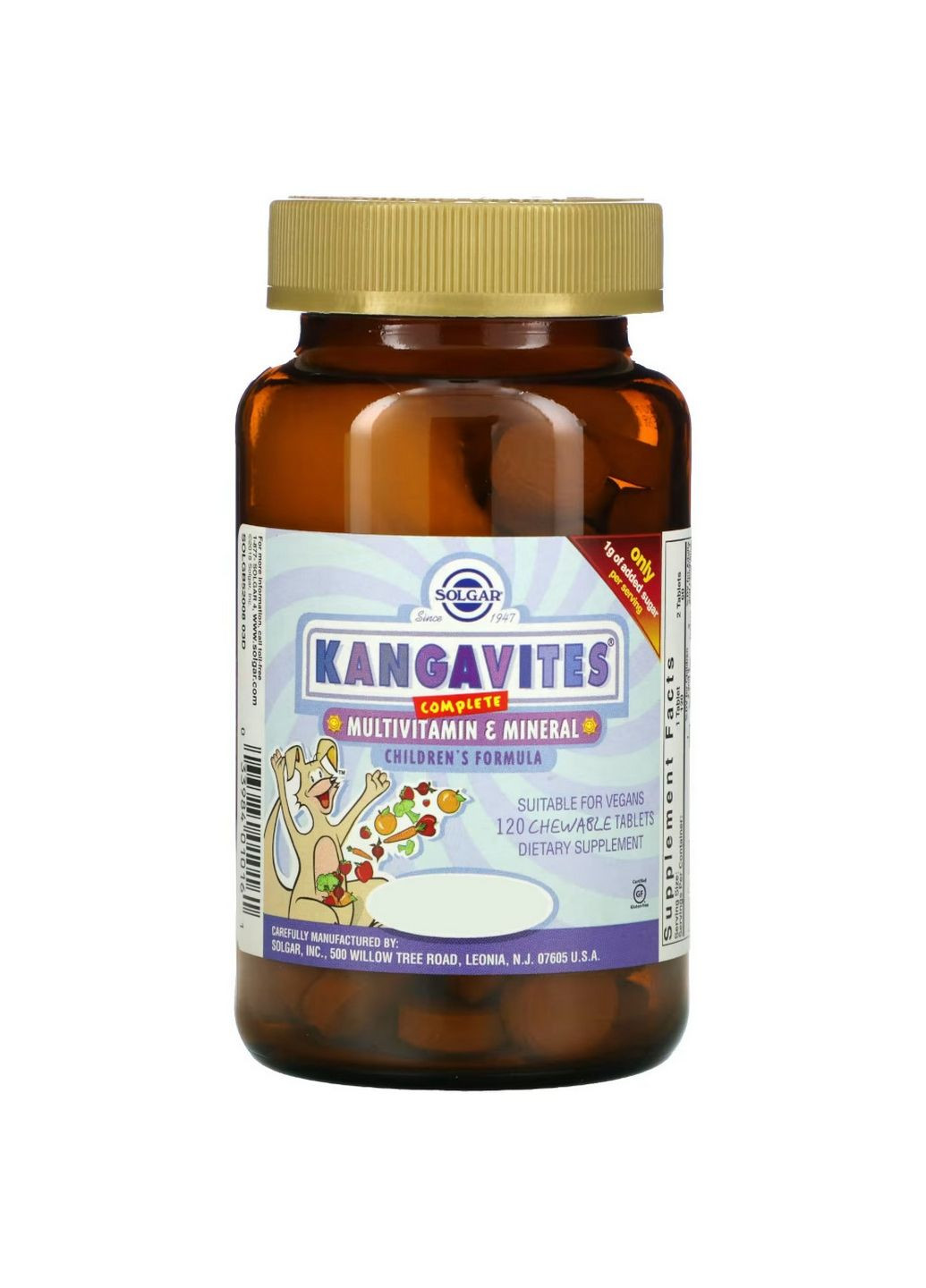 Витамины и минералы Kangavites, 120 жевательных таблеток Ягоды Solgar (293339986)
