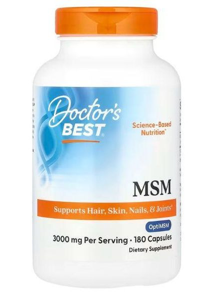 Метилсульфонілметан, МСМ,, 3000 мг, 180 капсул Doctor's Best (365986970)