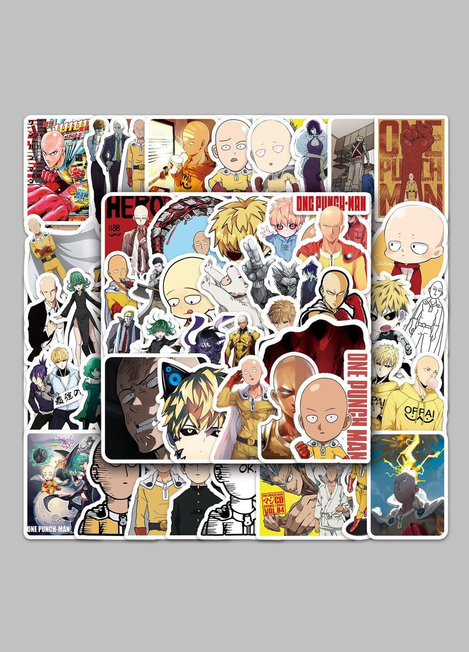 Наклейки на телефон, карту, One-Punch Man, Ванпанчмен, стікери для ноутбука, стікербомбінг Набір 10шт No Brand (323141459)