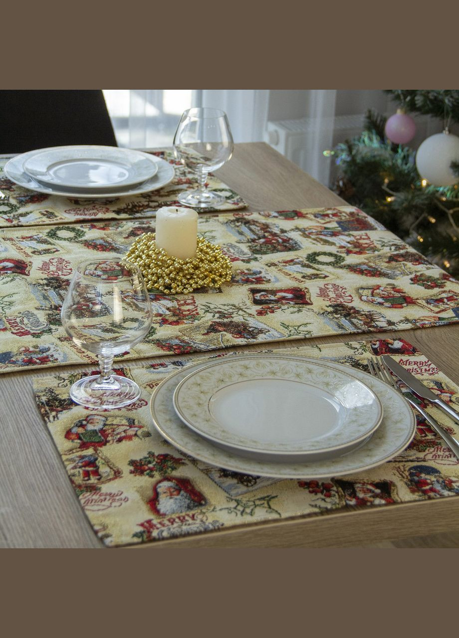 Салфетка-подложка под тарелку гобеленовая Рождественская открытка набор из 2 салфеток. Maystat (305664963)