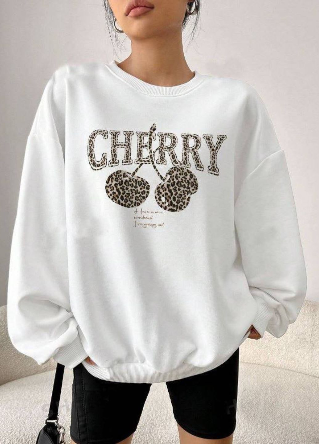 Белый базовый оверсайз свитшот с принтом спереди Allthings надпись без декора (315388345)