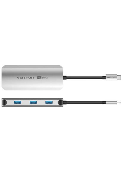 Докстанция USB3.1 Type-C --> HDMI 4K60Hz/USB 3.0x3/PD 100W 5-in-1 Vention (315504454)