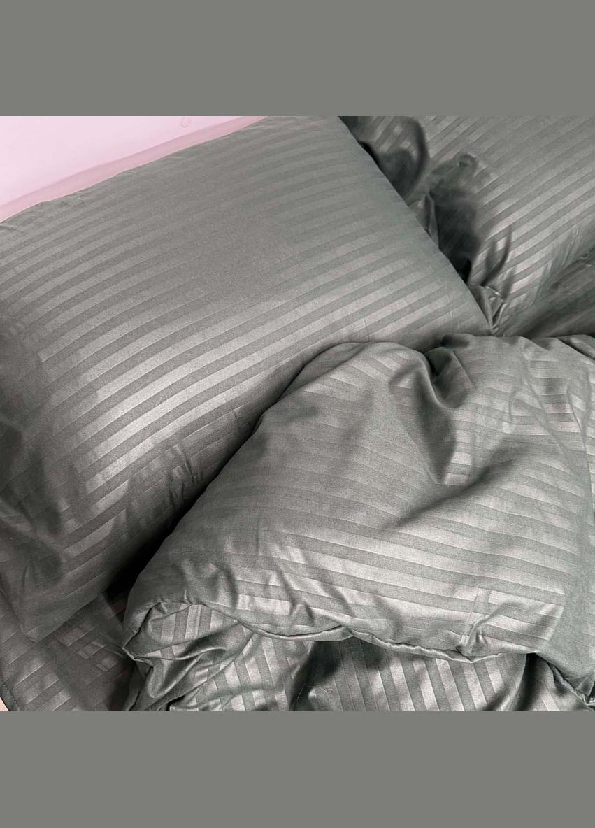Комплект постільної білизни Fiber Grey Stripe мікрофібра євро 200х220 см сірий (94193732) Emily (292653189)