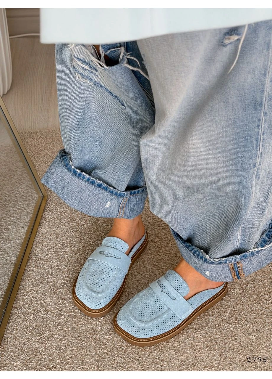 Голубые голубые мюли No Brand