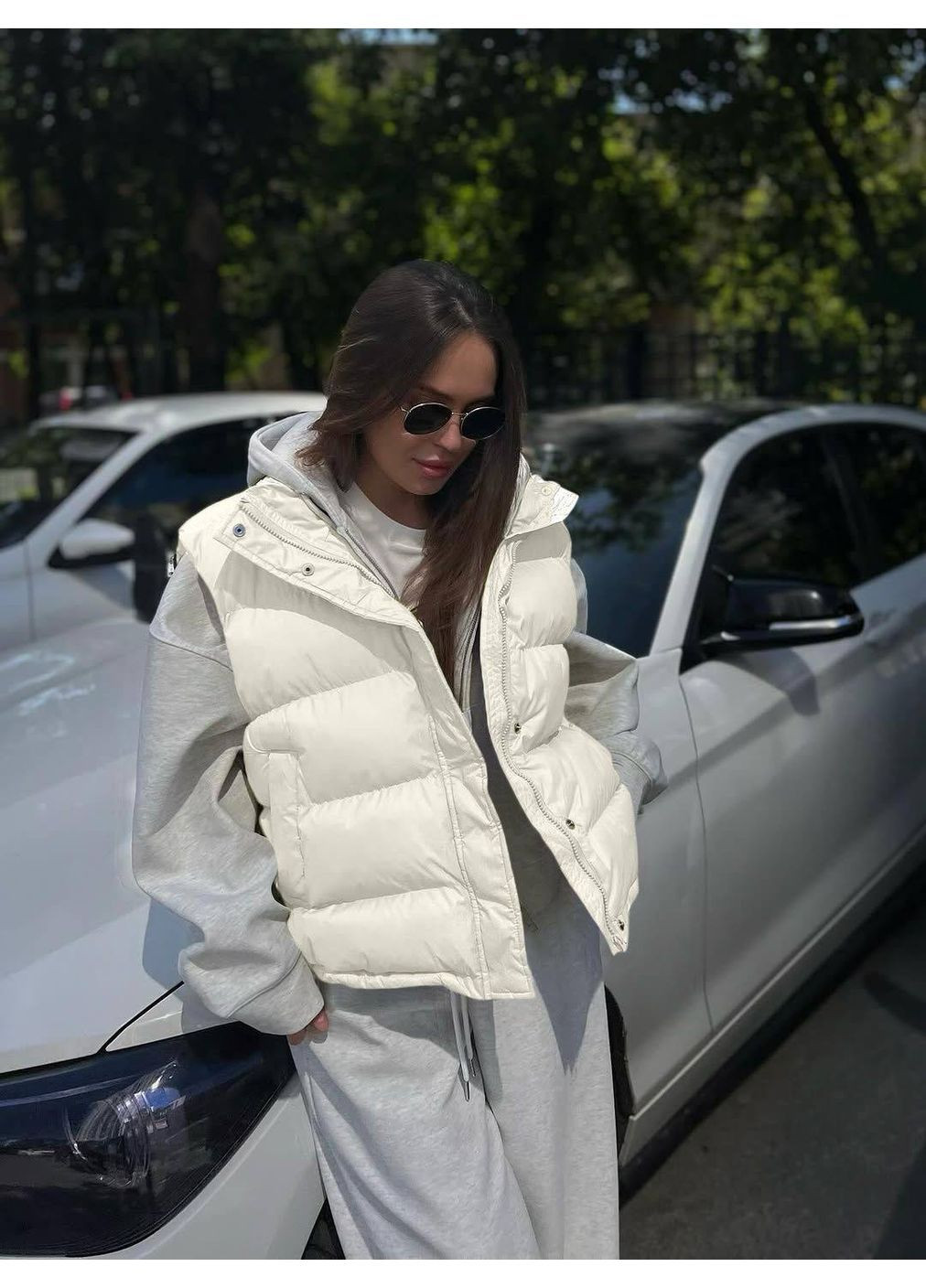 Жіноча жилетка оверсайз з високим коміром MonCher (362206397)