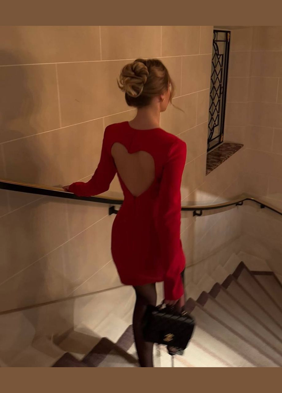 Красное праздничный, коктейльное, деловое, повседневный, откровенный, вечернее женское платье силуэтная FINO Mode сердечки