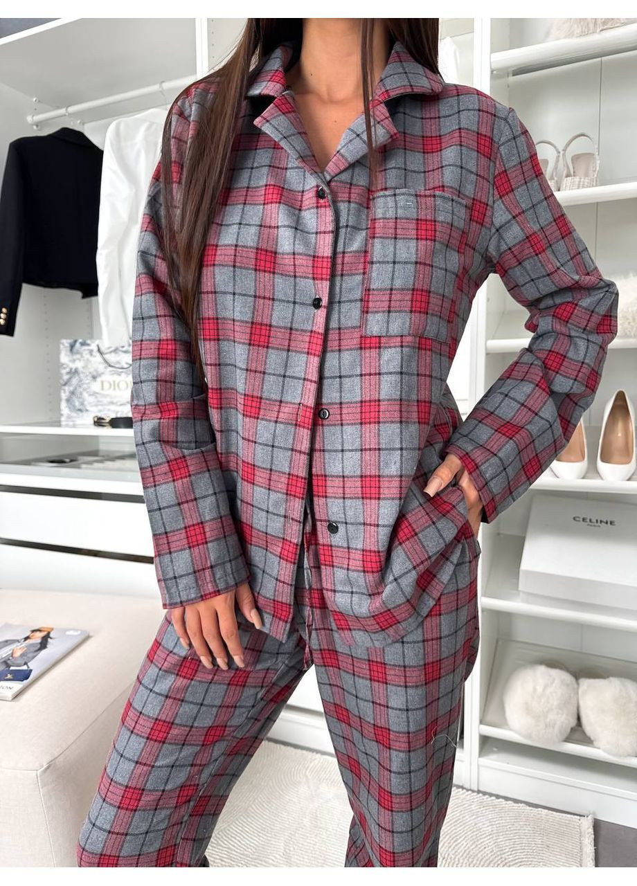 Бордова жіноча фланелева піжама Osoblyva