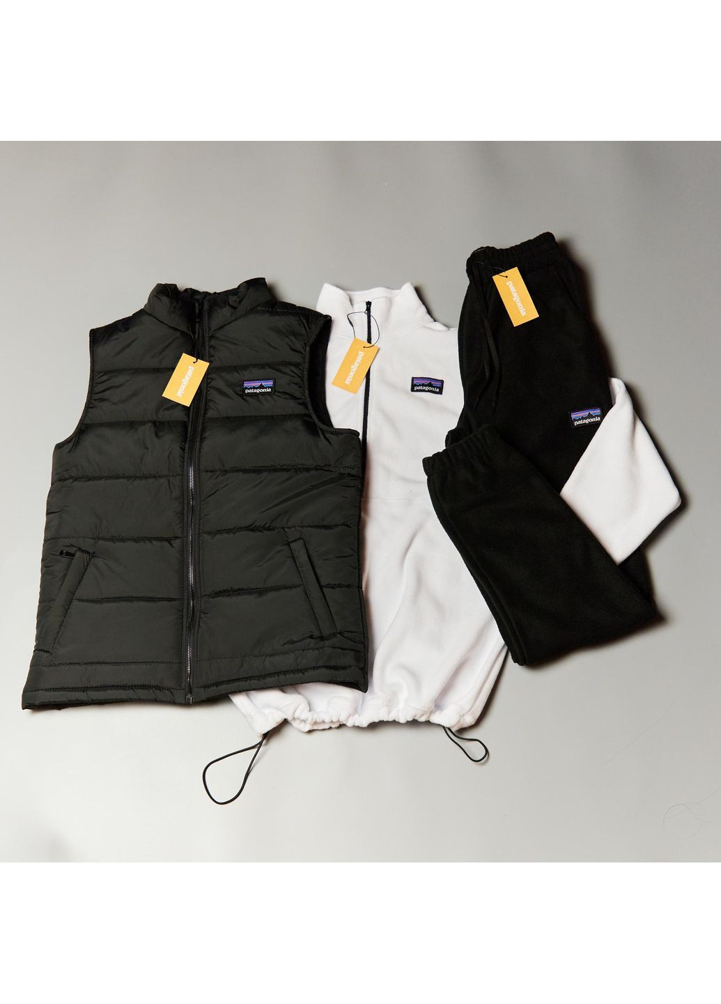 Мужской осенний костюм+жилетка флисовый Patagonia белый No Brand (363021794)