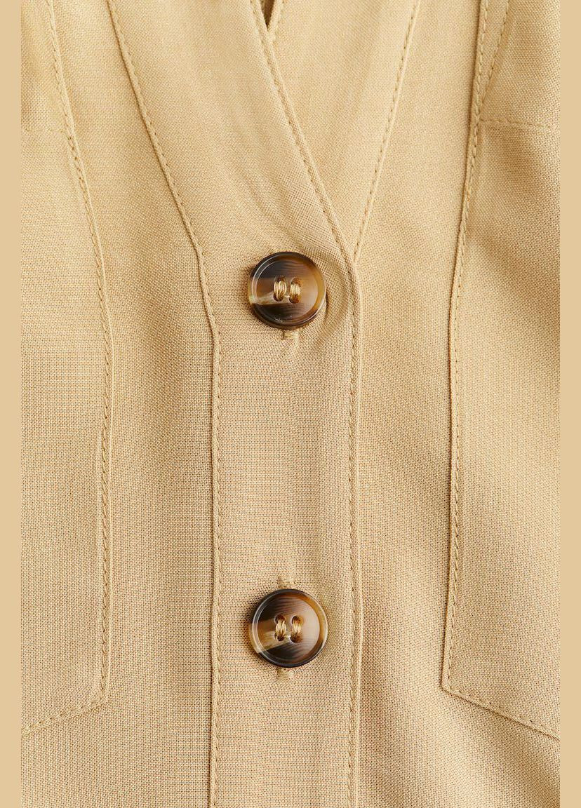 Бежева коротка бежева сукня xs(пояс відсутній) H&M однотонна