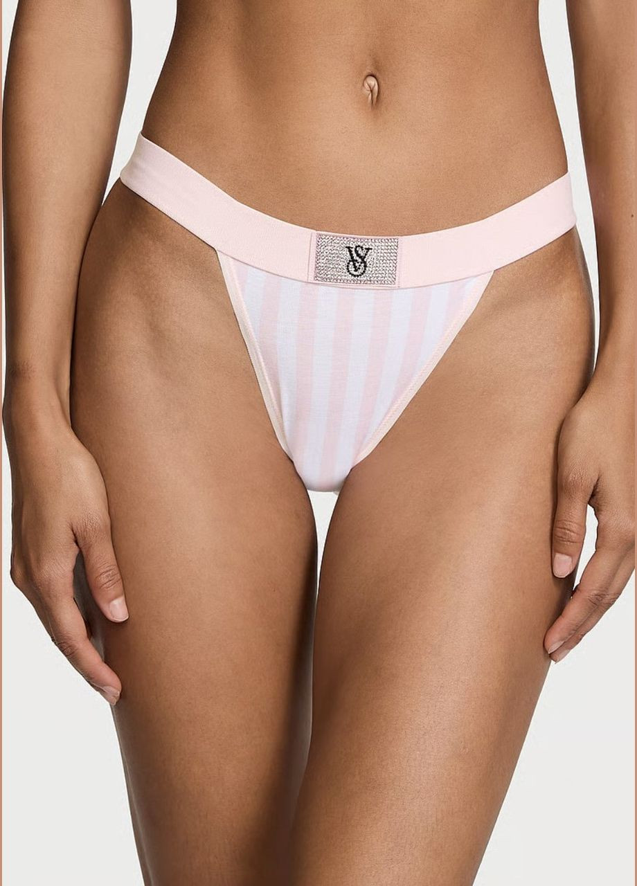 Жіночі трусики Logo Shine Tanga XS білі Victoria's Secret (322820076)