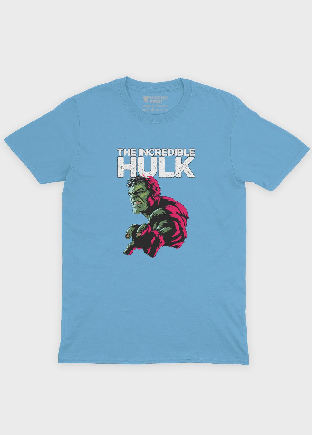 Блакитна демісезонна футболка для дівчинки з принтом супергероя - халк (ts001-1-lbl-006-018-007-g) Modno