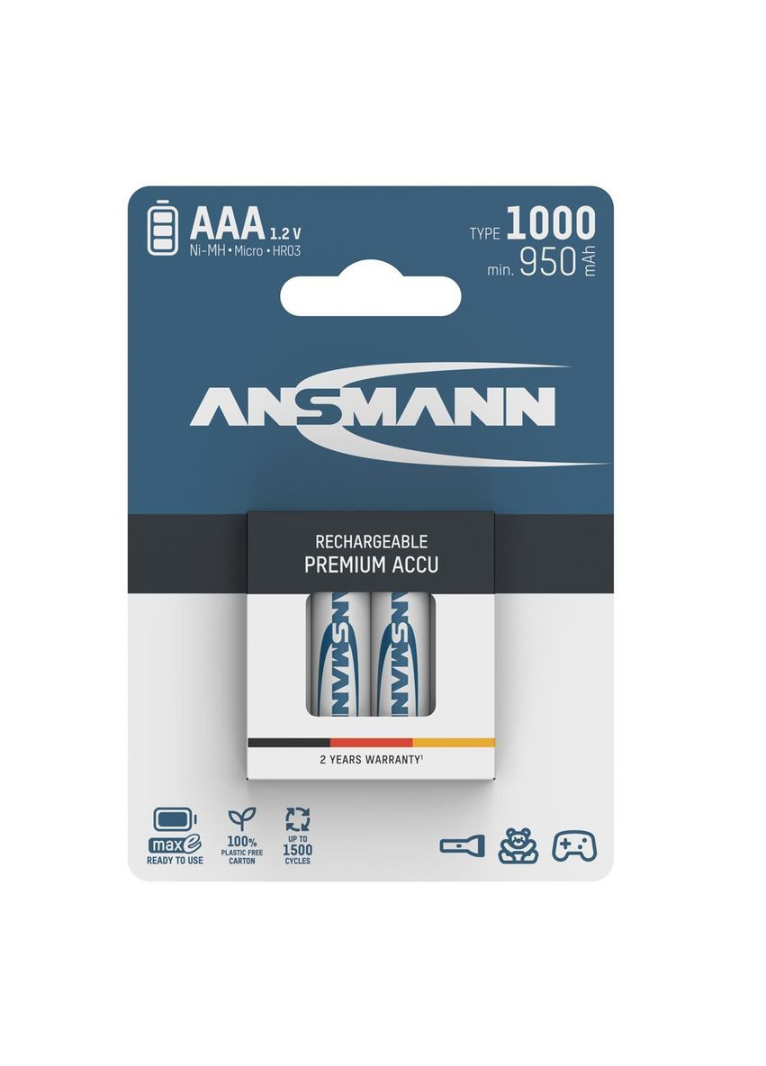 Аккумуляторы AAA/HR03 NI-MH 1000 mAh BL 4 шт Ansmann (370621258)