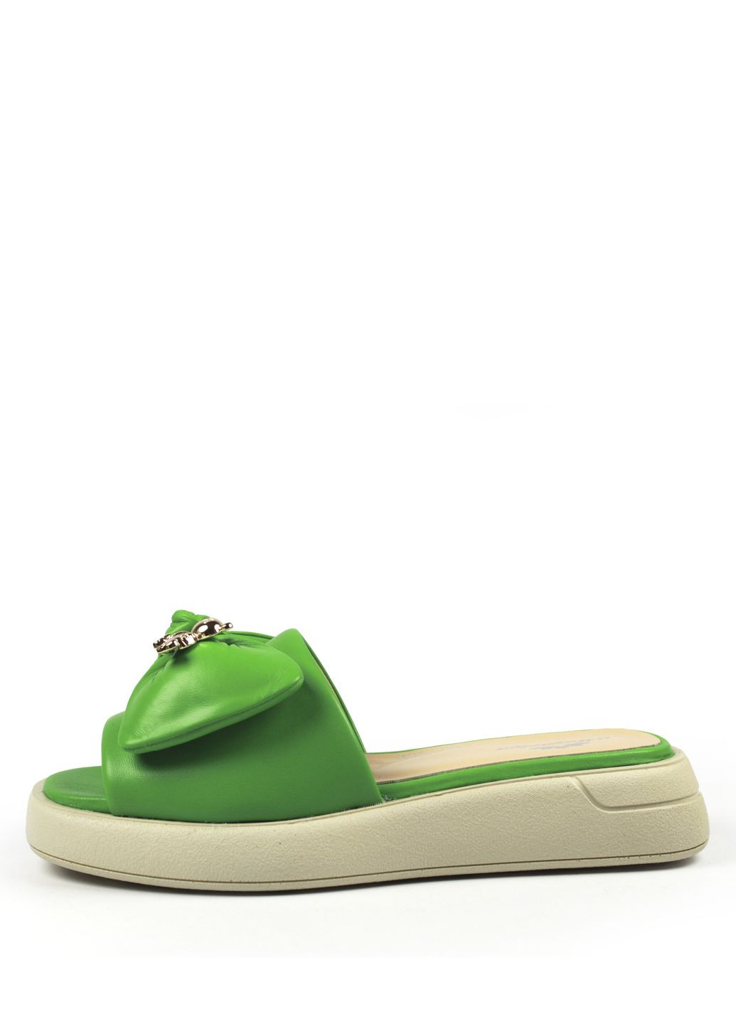 Шкіряні шльопанці яскраво-зеленого кольору It-Girl (349462119)