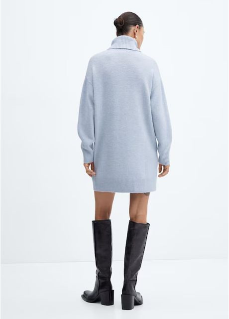 Голубое телпа вязаное платье свитер платье оверсайз туника Mango