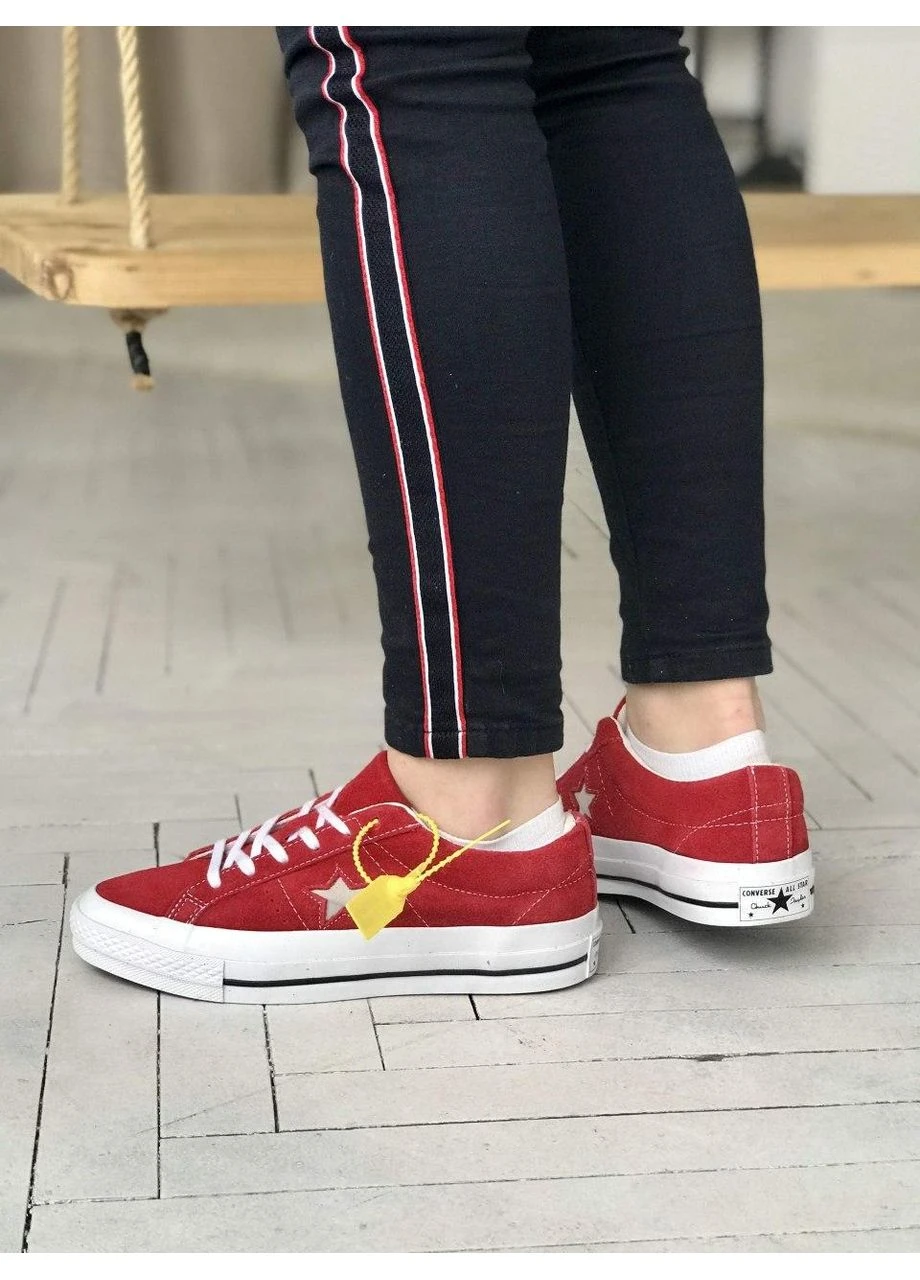 КРОССОВКИ ЖЕНСКИЕ CONVERSE LOW RED 1 КОНВЕРС КРАСНЫЕ No Brand красные демисезоны (392017482)