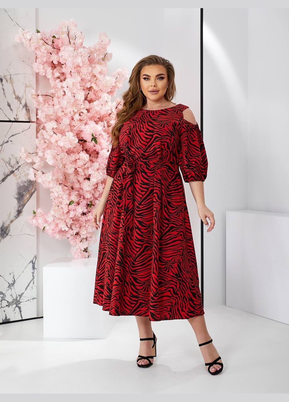 Красное коктейльное, деловое, повседневный, кэжуал, вечернее женское платье No Brand зебра