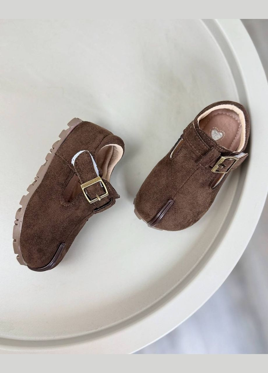 Коричневые туфли детские коричневые 1507 на липучке No Brand