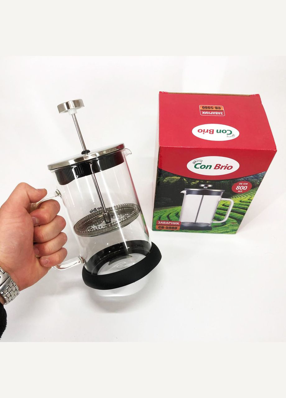 Стильний скляний чайник для заварювання CB-5980 800 мл, Заварочник KA-120 для кухні Con Brio (349512071)