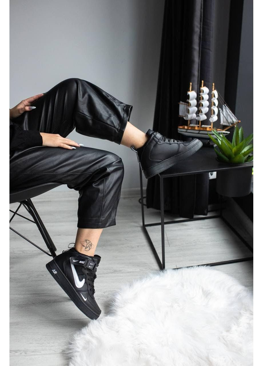 Чорні Осінні кросівки чоловічі nike air force high black найк аір форс 1 преміум No Brand