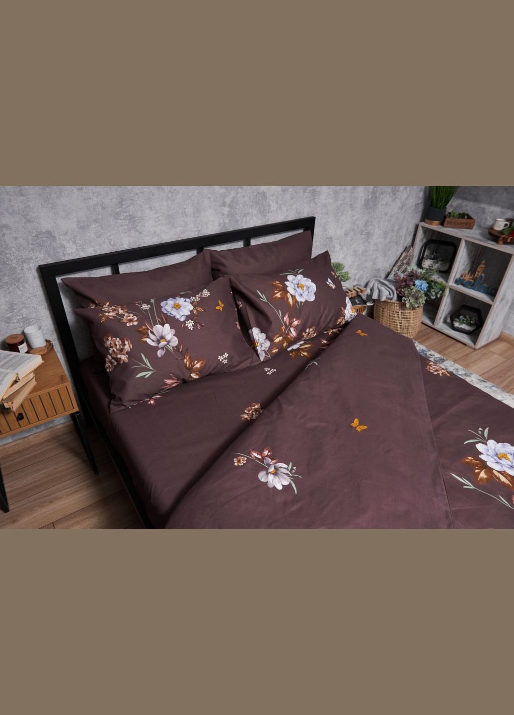 Комплект постельного белья Микросатин Premium «» King Size 220x240 наволочки 4х50х70 (MS-820005008) Moon&Star Floral Mocha (293148220)